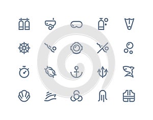 Scuba icons. Line series