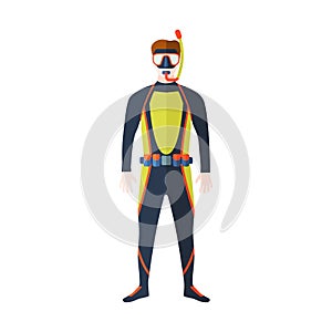 Scuba suit man vector illustration.