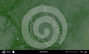 Scucyn District outlined, Belarus. Physical