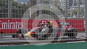 Max Verstappen driving a F1 racing car of scuderia Red Bull at Albert Park circuit