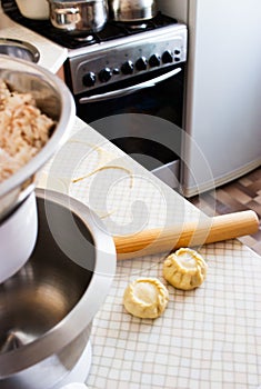 Sculpt russian pies kurniki rolling pin in kitchen interior