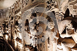 Sculpted Buddhist Figures, Ajanta Caves, Aurangabad, Maharashtra, India