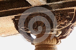 Sculpted Column and Frieze, Ajanta Caves, Aurangabad, Maharashtra, India