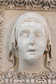 Sculpted Head, Chiesa di Santa Maria della Spina, Pisa, Tuscany, Italy