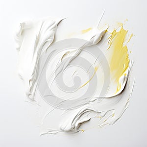 Sculpted Impressionism: Yellow Cream On White Background