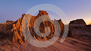 Sculpted landforms in the desert