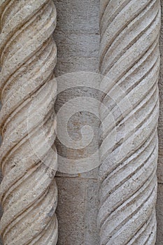 Sculpted pillars detail, architectural art photo