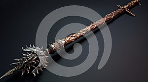 Sculpted Spiked Spear: Detailed Craftsmanship For Dungeon Fantasy