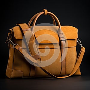 Sculpted Tan Leather Briefcase With Bold Structural Designs