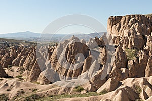 Sculpted tufa in Turkey`s Cappadocia region