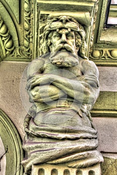 Sculpting on a house in Frydlant Czech Republic