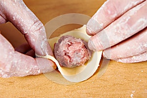 Sculpting of meat dumplings