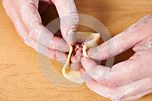 Sculpting of meat dumplings