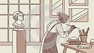 Sculptor at Work Creative Art Studio Artistic Craft, vector design Generative AI