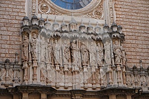 Sculptur 12 apostels at church of Montserrat monastery near Barcelona in Spain