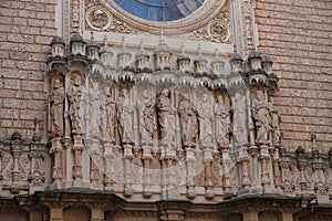 Sculptur 12 apostels at church of Montserrat monastery near Barcelona in Spain photo