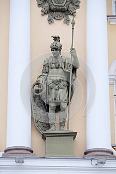 Sculptur on an arch at Palace Square in St. Petersburg, Russia. photo