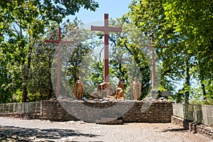 The sculptural composition of the episode - the descent from the cross of Jesus Christ, the Sanctuary of Our Lady of Lourdes