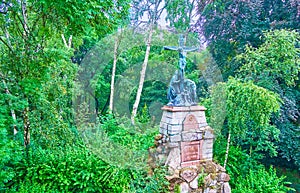 The sculptural composition in the moat of Jasna Gora monastery in Czestochowa, Poland