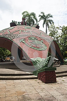 Sculptural Crocodile Corner of the Kiosk in Bernabela Ramos Park photo