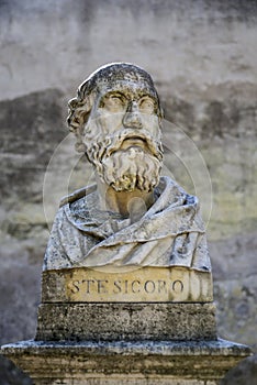 Sculptural depiction of Stesicoro ancient Greek poet photo