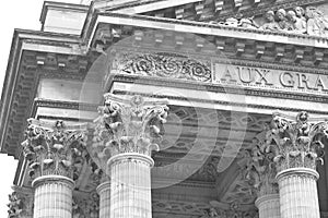 Sculptural detail of Pantheon in Paris.
