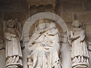Sculptural ensemble of the north portal of the church of Santa Maria de Conesa, Tarragona, Spain, Europe