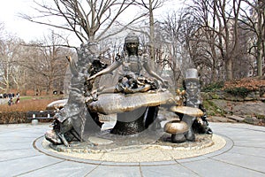 Sculptural group Alice in Wonderland, in Central Park, New York, NY, USA