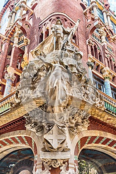 Sculptures of Palau de la Musica Catalana, Barcelona, Catalonia, Spain photo