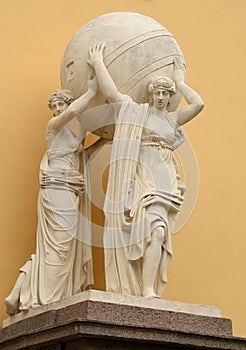 Sculptural group of sea nymphs bearing the earthly realm.