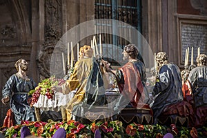 Sculptural throne of La Cena by sculptor Salzillo in the Good Friday procession in Murcia photo