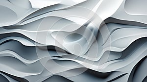 Sculptural white liquid waves abstract