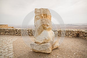 Sculpture on Albert Promenade on the edge of  Ramon Crater in Negev Desert in Mitzpe Ramon, Israel
