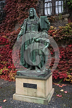 Sculpture by Albrecht Duerer in front of the National Museum building.