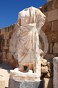 Sculpture in ancient theatre in Salamis, Cyprus