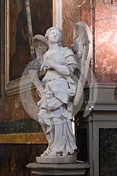 Sculpture of angel by workshop of Bernin in Santa Francesca Romana. Roman Forum. Rome, Italy