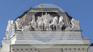 Sculpture with atop the State Hall of the Austrian National Library, seen from Josefsplatz