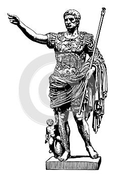 Sculpture of Augustus is common to call him Octavius when referring to events, vintage engraving