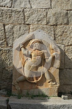 Sculpture of Bhima with gada in hand, Hampi photo