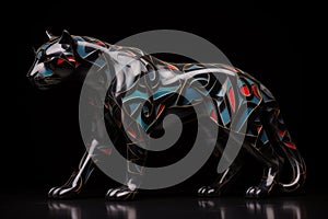 Sculpture of black panther on a clean background., Wildlife Animals, Arts