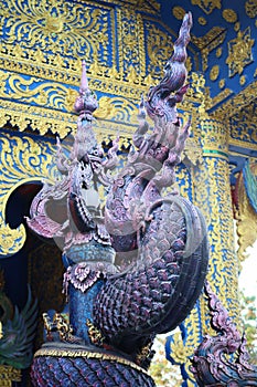 Sculpture Bodhisattva statue The name of Wat Rong Sue Ten or Blue Temple in Chiang Rai provi photo