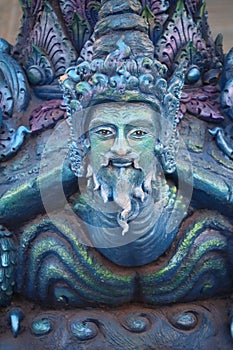 Sculpture Bodhisattva statue The name of Wat Rong Sue Ten or Blue Temple in Chiang Rai provi photo
