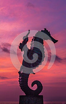 Sculpture of boy on sea horse, Puerto Vallarta