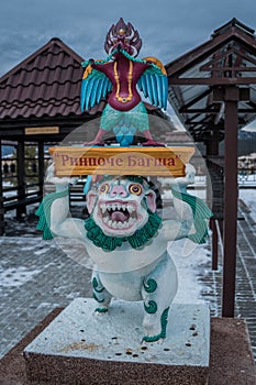 The sculpture of Buddhist deity in the temple in Ulan-Ude.