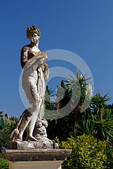 This sculpture can be found on the grounds of the palace located in Corfu, Greece