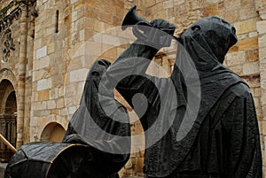 Sculpture of Capuchin monks in Palencia, Spain photo