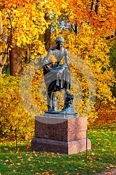 Sculpture in Catherine park in autumn, Tsarskoe Selo Pushkin, Saint Petersburg, Russia
