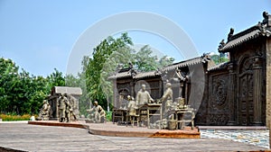 The sculpture for Chinese ancient people and their lifestyle
