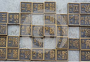 Sculpture of Chinese family name