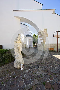 The sculpture by the Church of the Nativity of the Virgin Mary in Nove Mesto nad Vahom town